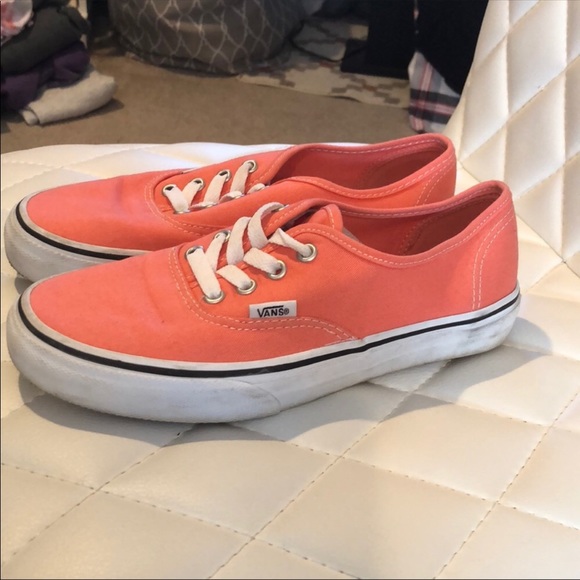 coral checkered vans